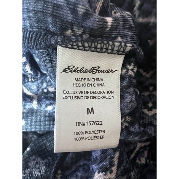 Eddie Bauer Ladies 2 Piece Pajama Bottom Set Pant and Shorts Medium Blue White - Picture 7 of 8